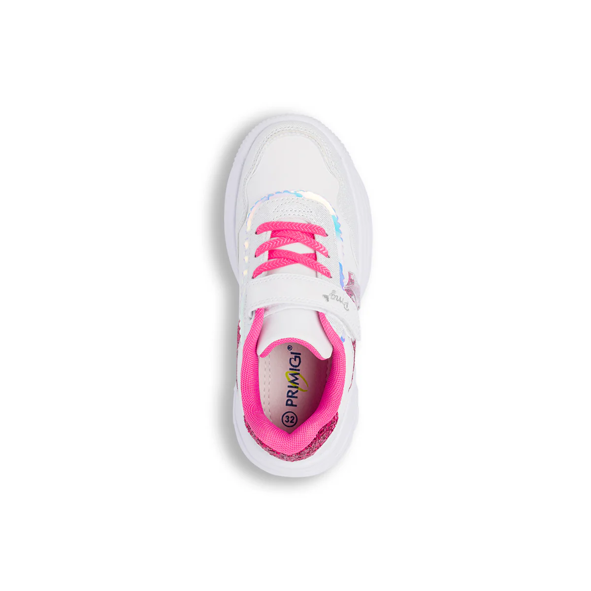 Sneakers da bambina bianche con dettagli fucsia glitter e stella Primigi - Image 5