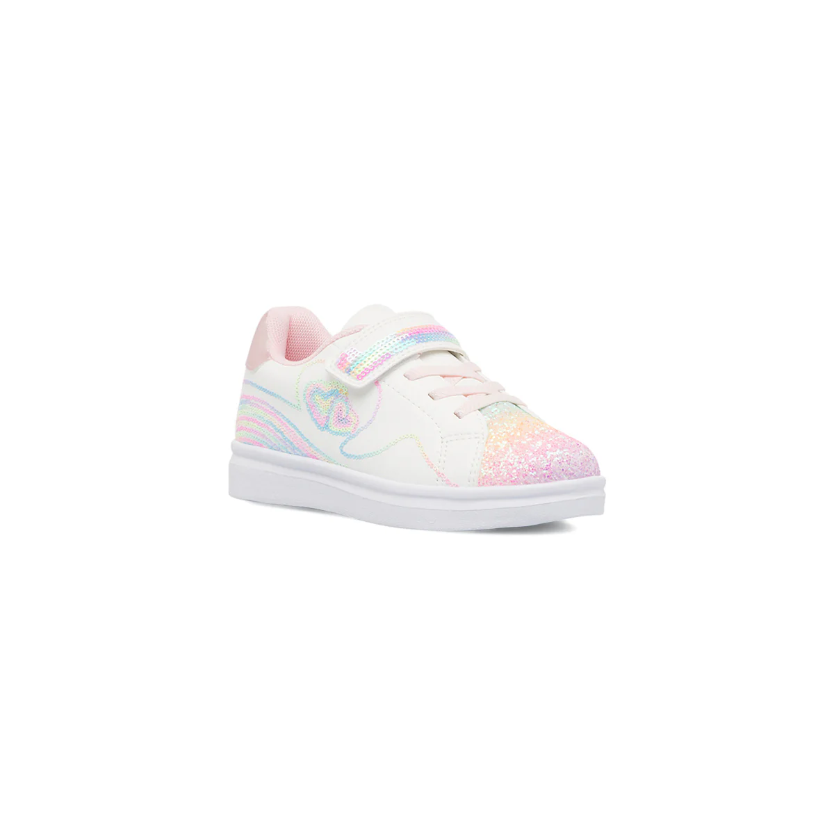 Sneakers da bambina bianche con glitter e paillettes multicolore 10 Baci - Image 2