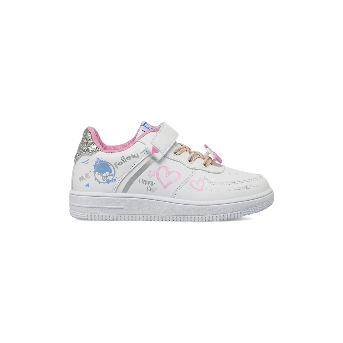 Sneakers da bambina bianche con stampa cuori Dieci Baci