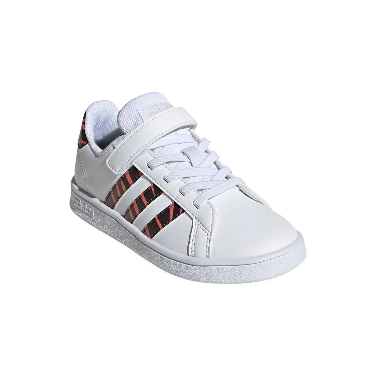 Sneakers da bambina bianche con strisce animalier adidas Grand Court Tiger - Image 2