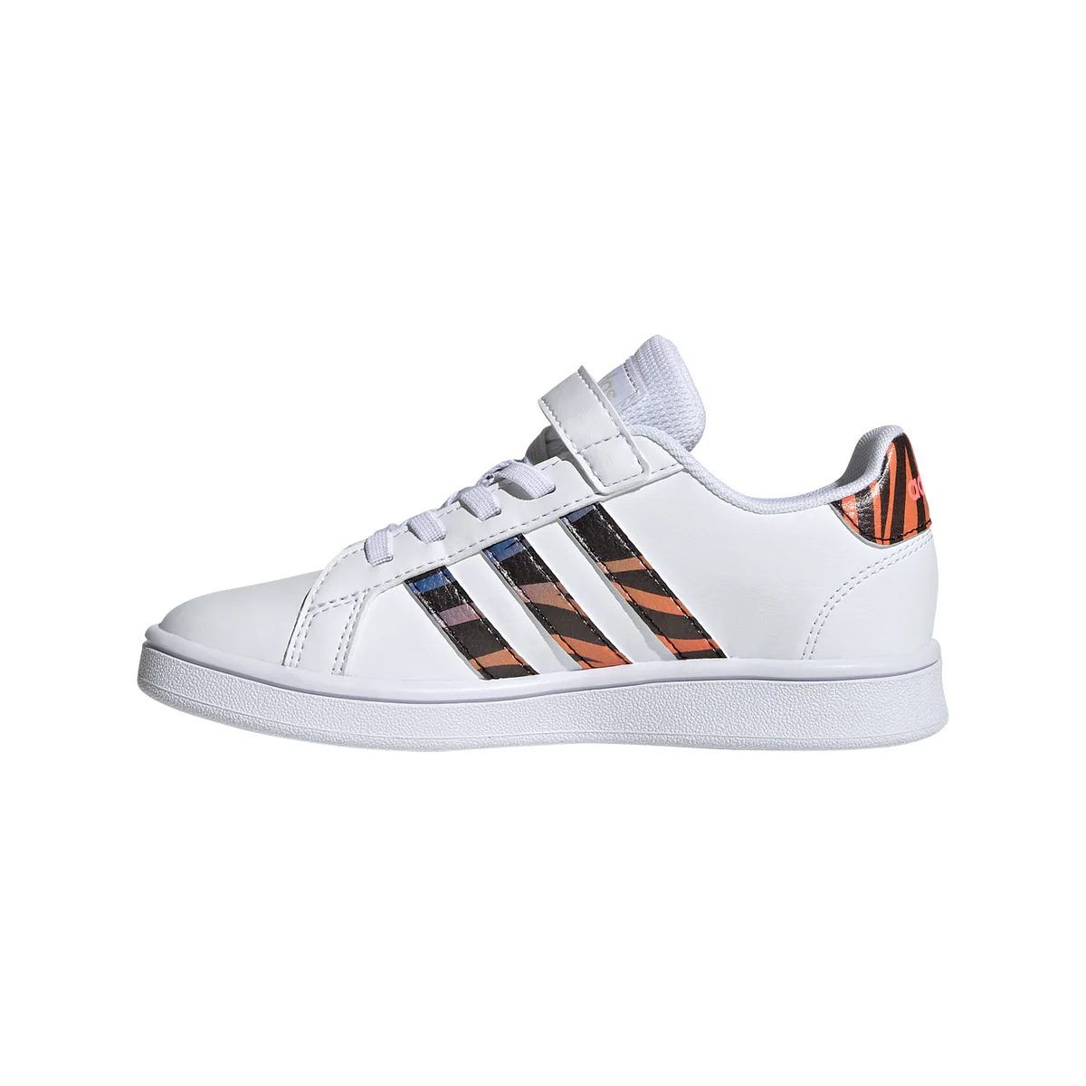 Sneakers da bambina bianche con strisce animalier adidas Grand Court Tiger - Image 5