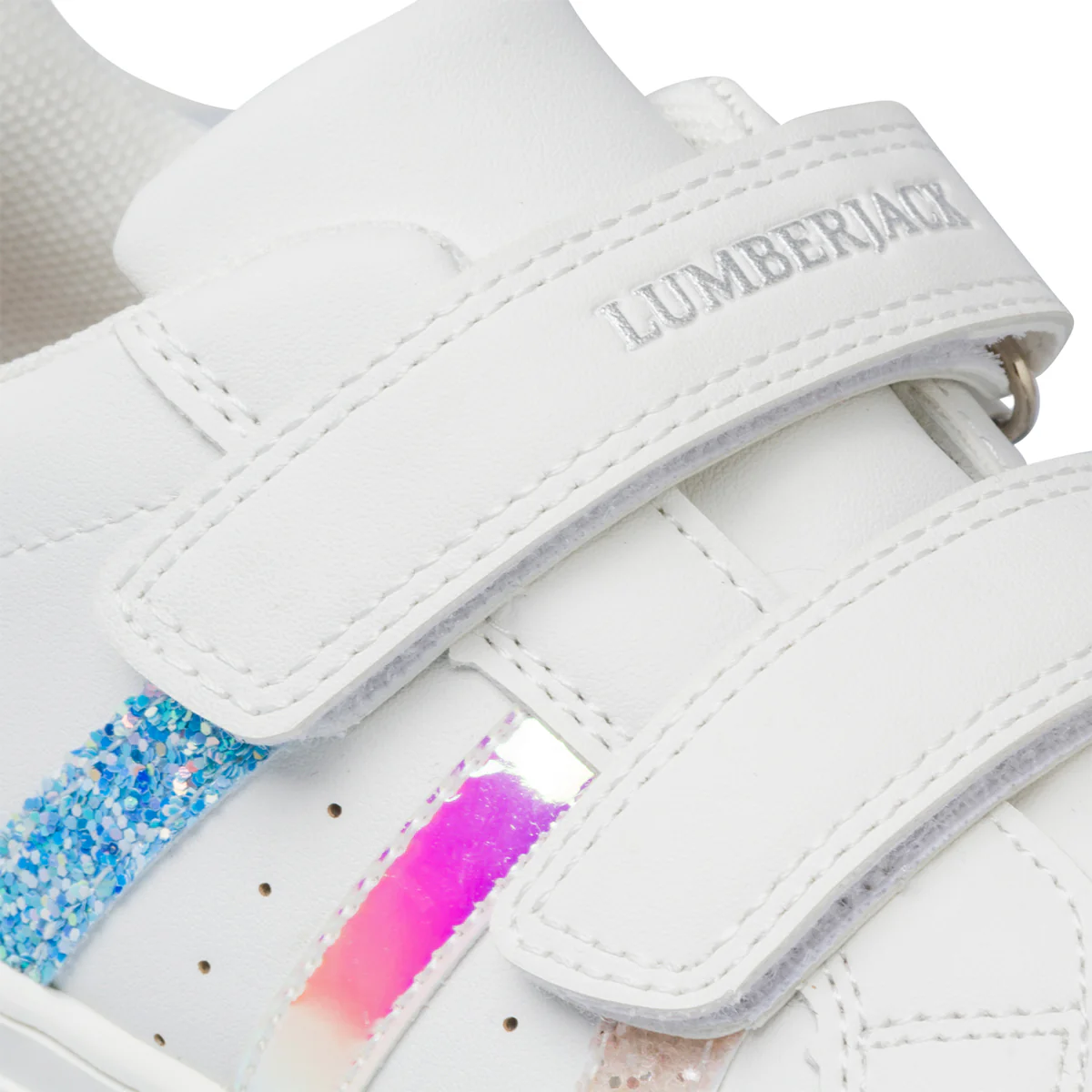 Sneakers da bambina bianche con strisce glitterate Lumberjack Zeta - Image 6