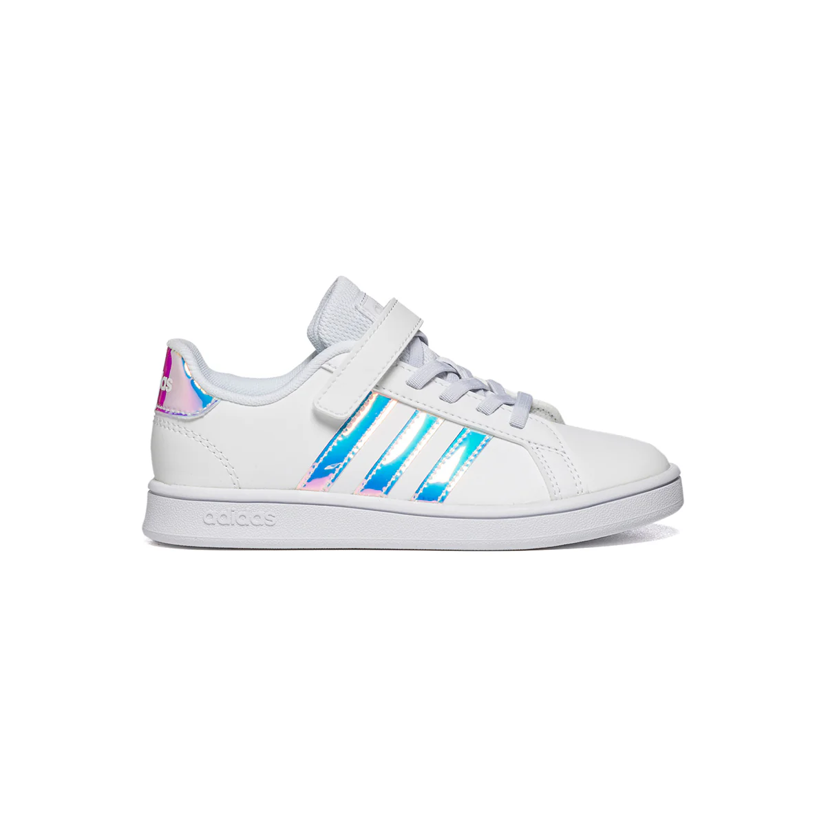Sneakers da bambina bianche con strisce laminate adidas Grand Court