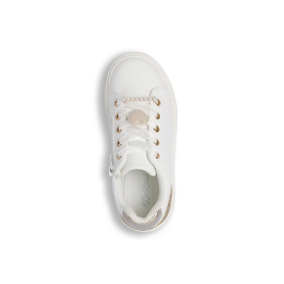 Sneakers da bambina bianche Dieci Baci con decorazioni perle e glitter - Image 6