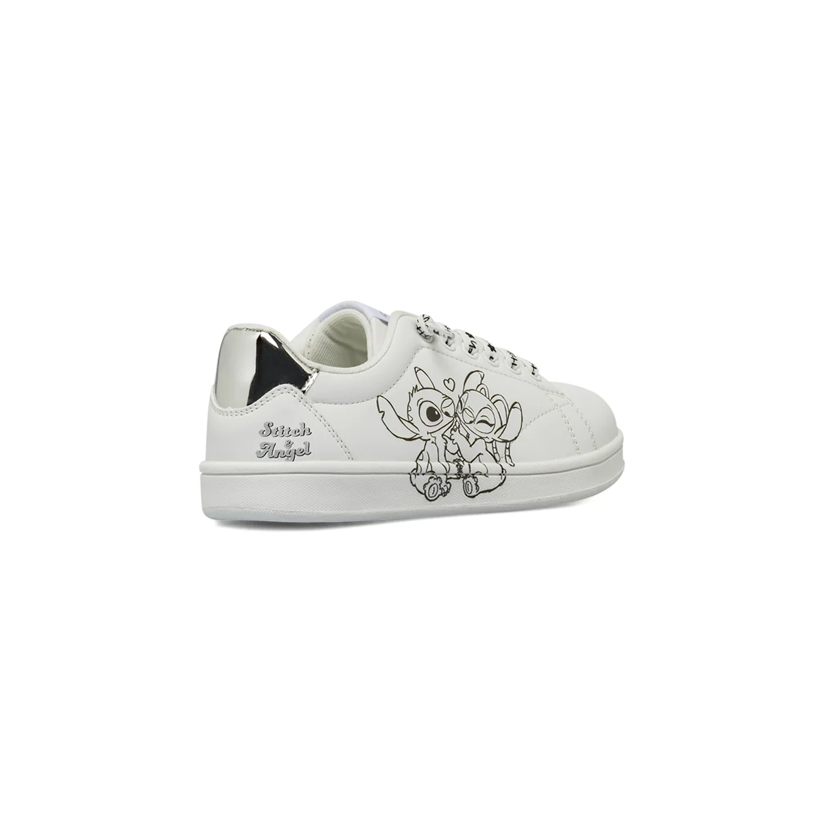 Sneakers da bambina bianche e argento con grafiche Stitch e Angel - Image 3