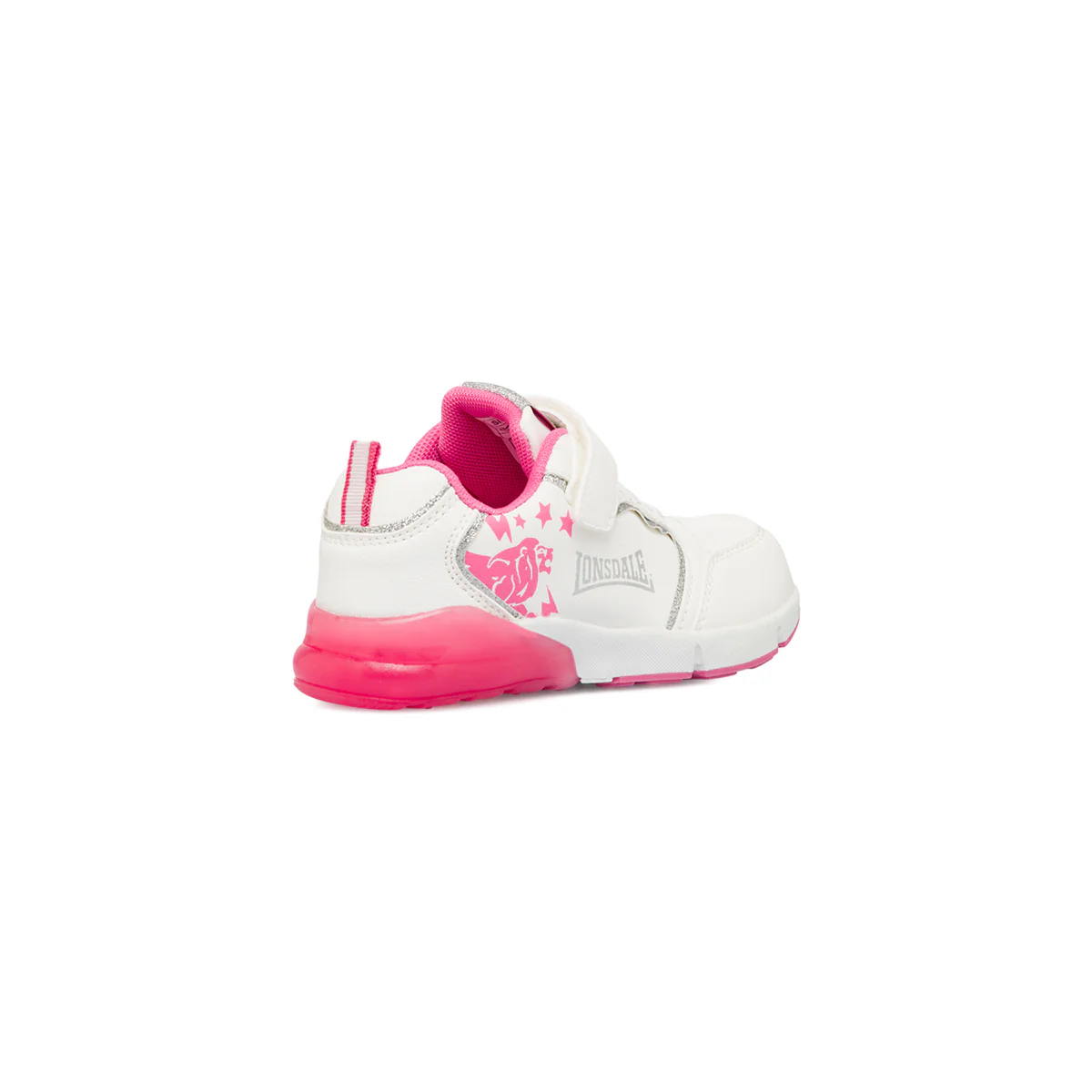 Sneakers da bambina bianche e rosa con luci nella suola Lonsdale - Image 3