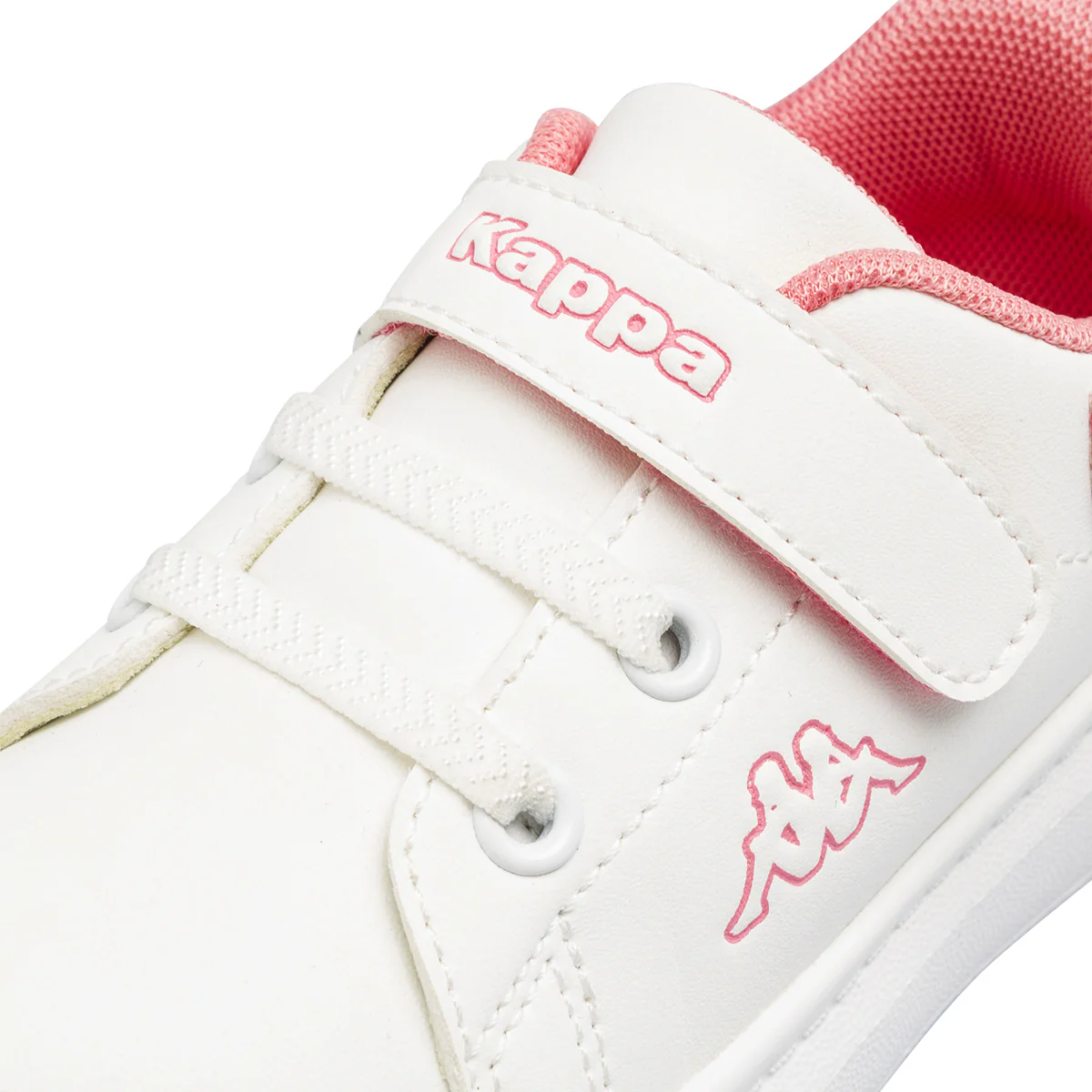 Sneakers da bambina bianche Kappa con strappo e dettagli rosa - Image 5