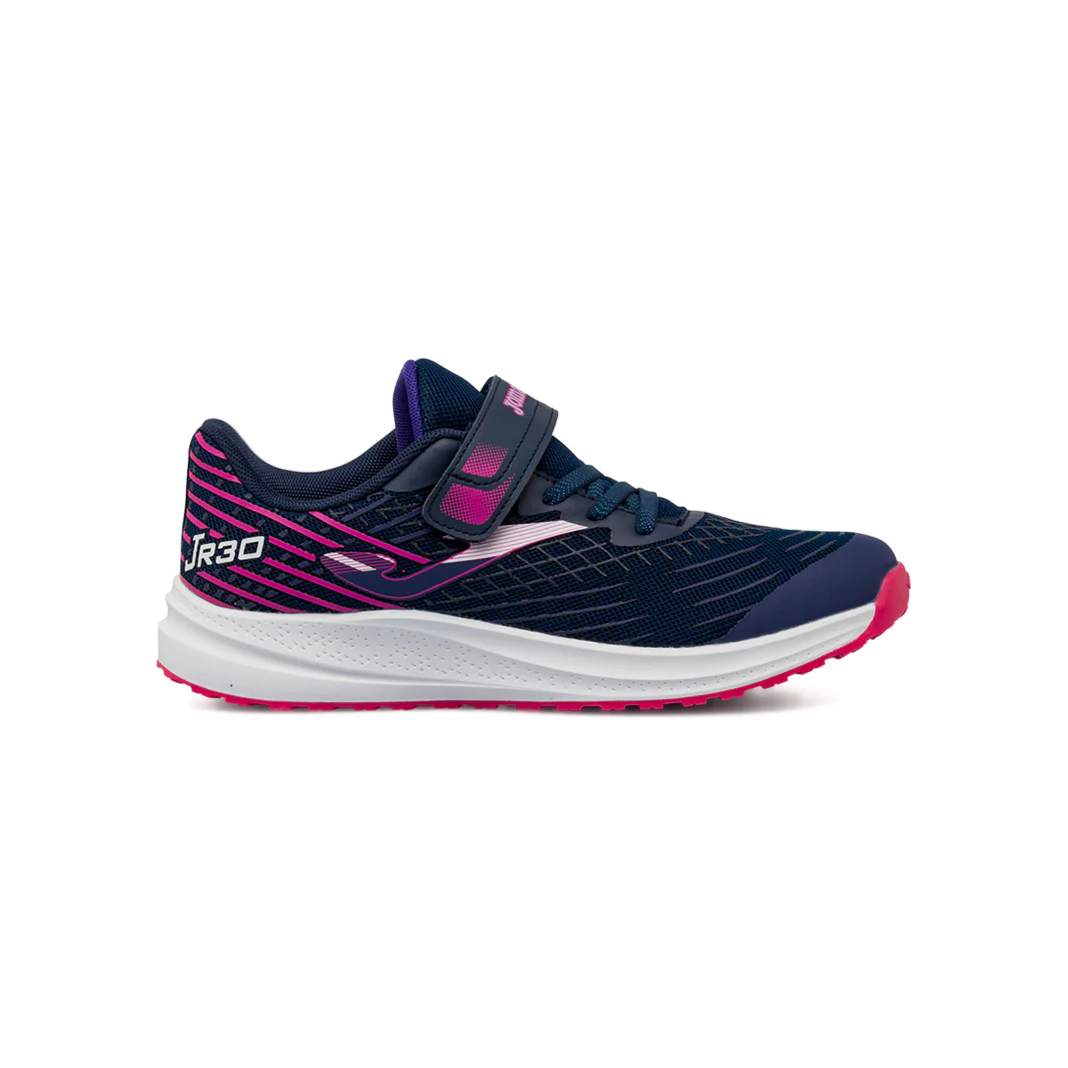 Sneakers da bambina blu in tessuto tecnico con lacci e strappo in velcro Joma JR30