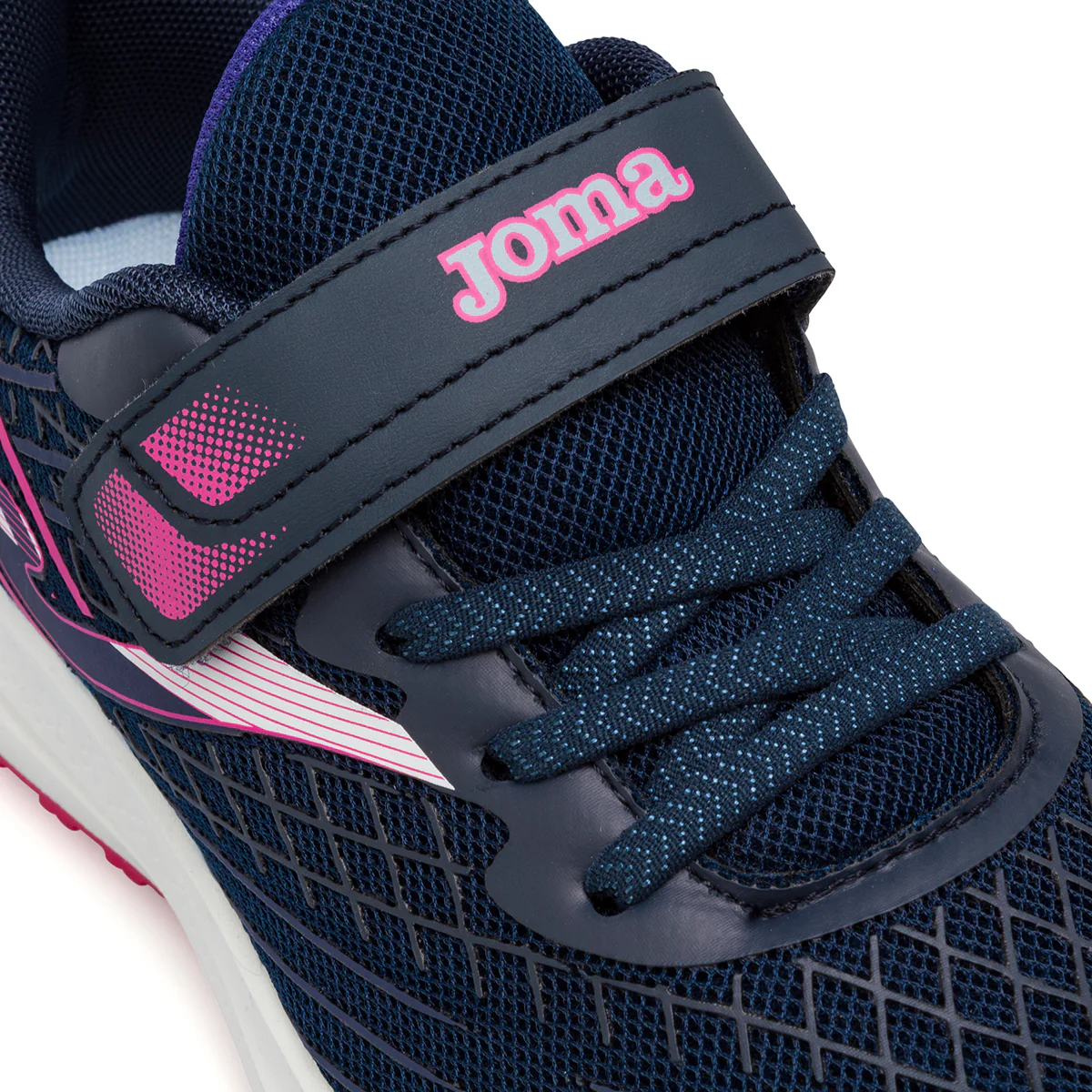 Sneakers da bambina blu in tessuto tecnico con lacci e strappo in velcro Joma JR30 - Image 4