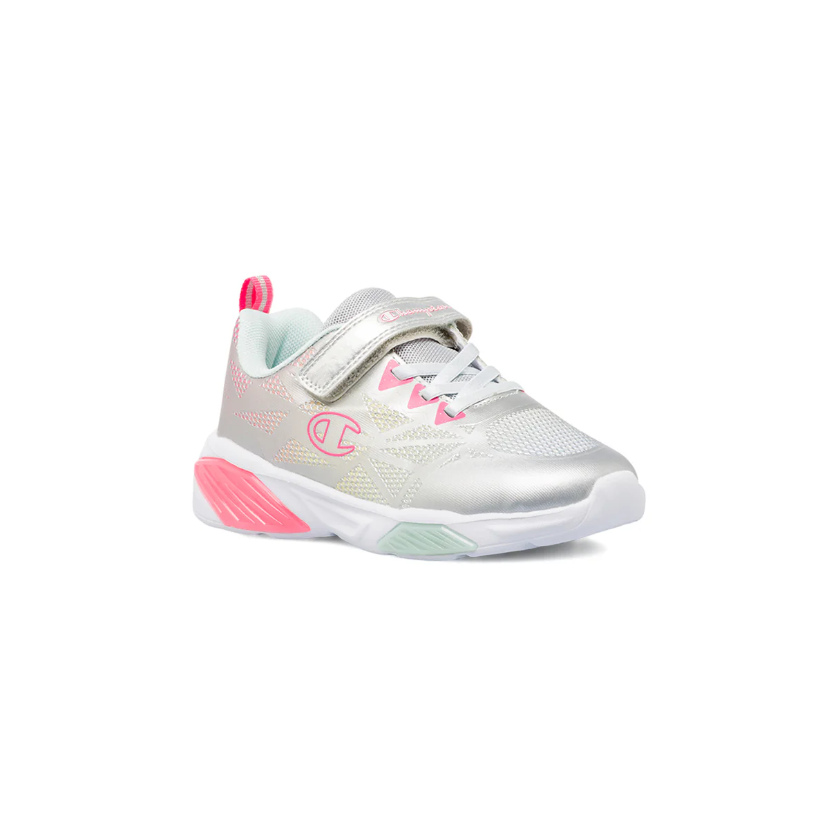 Sneakers da bambina Champion argento e rosa con luci e strappo - Image 3