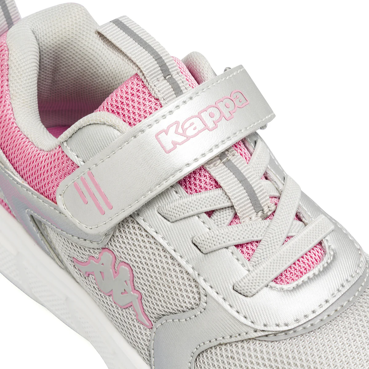 Sneakers da bambina Kappa grigio argento e rosa con chiusura a strappo - Image 5