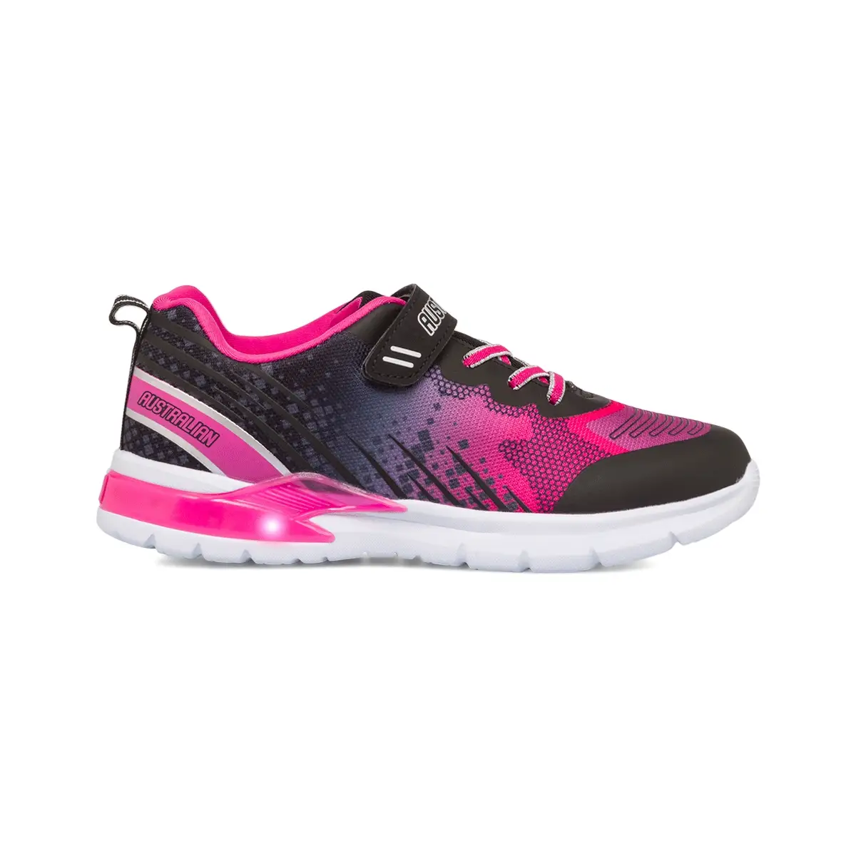 Sneakers da bambina nere e fucsia con luci nella suola Australian