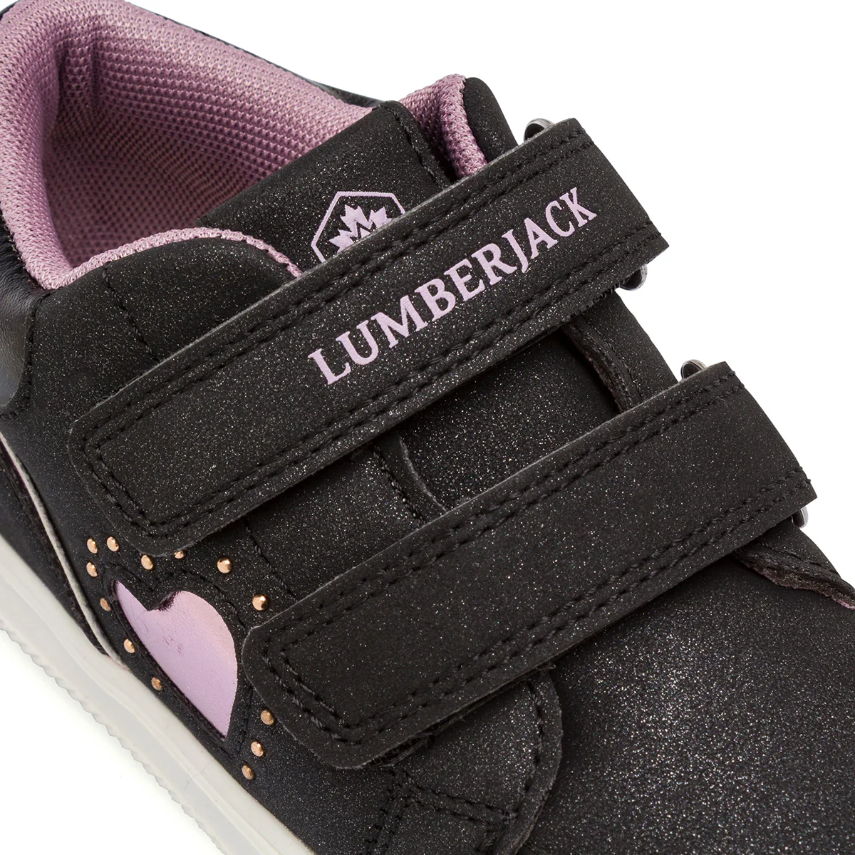 Sneakers da bambina nere Lumberjack con glitter e chiusura a strappo - Image 5