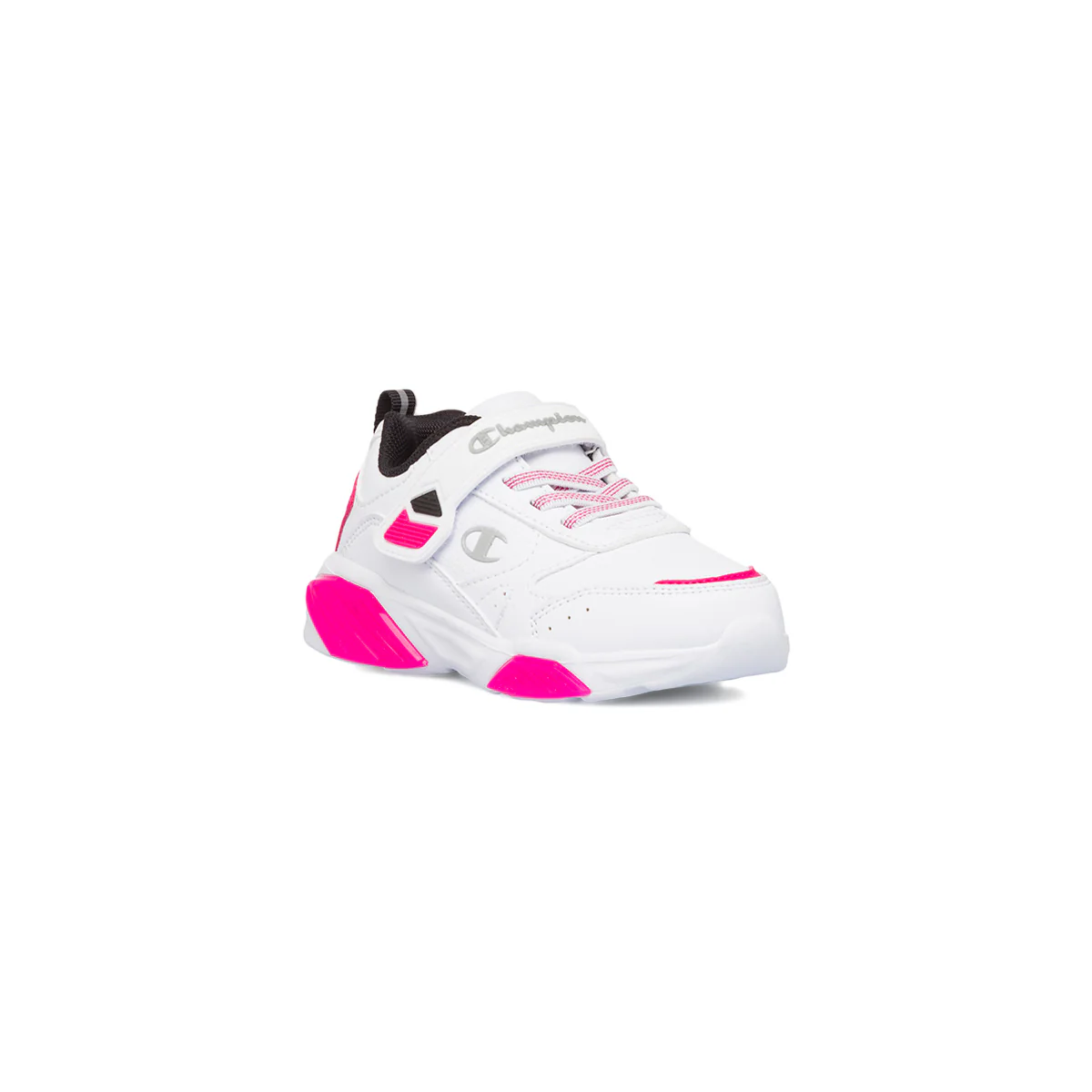 Sneakers da bambina primi passi rosa e bianche con luci nella suola Champion Wave - Image 2