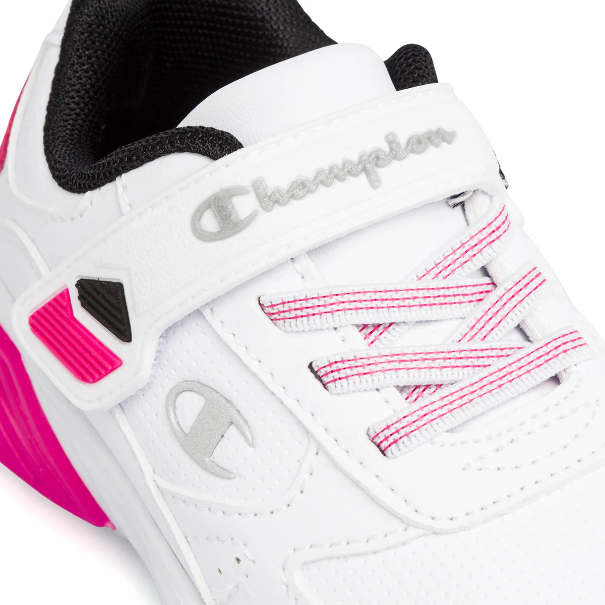 Sneakers da bambina primi passi rosa e bianche con luci nella suola Champion Wave - Image 5