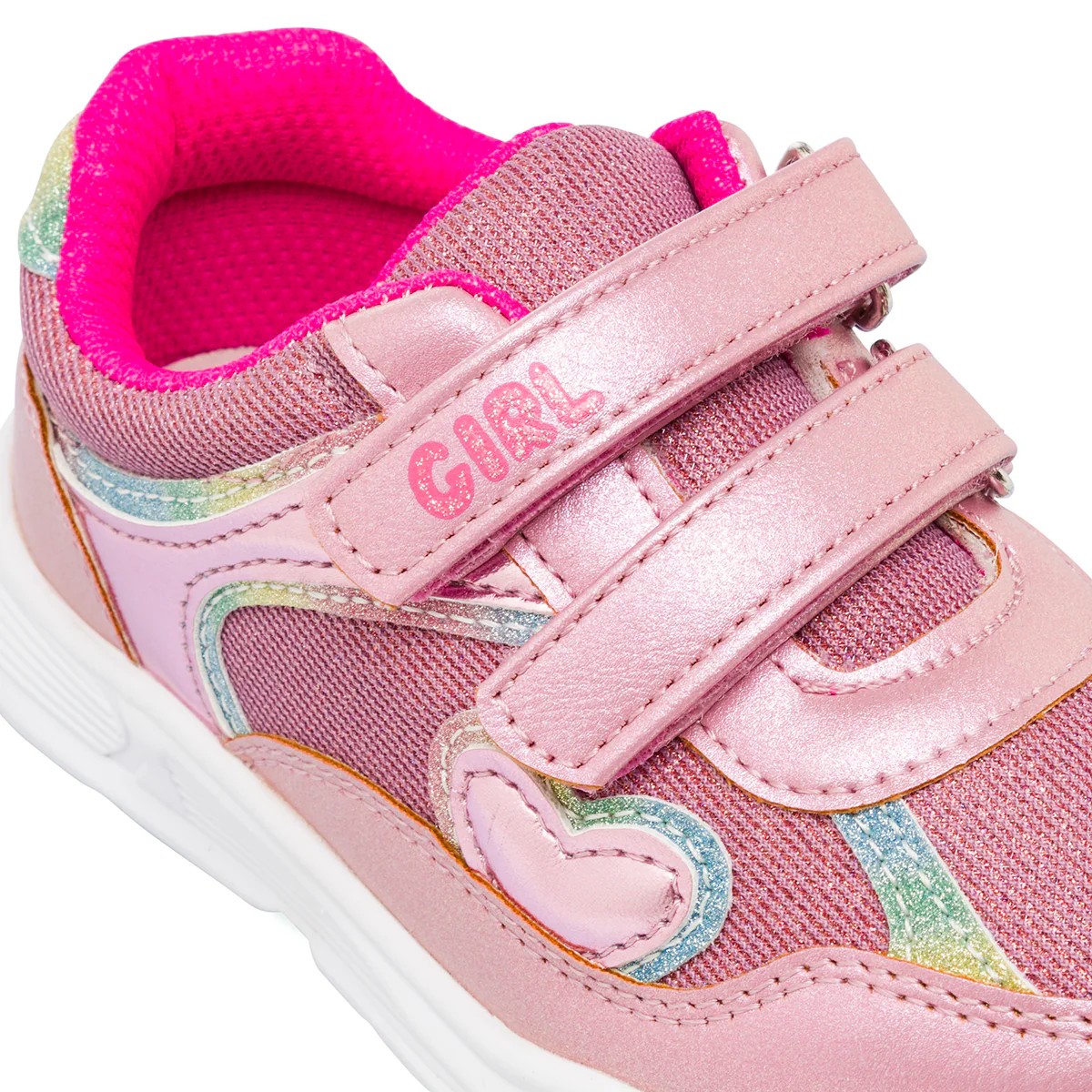 Sneakers da bambina rosa Chicco con cuore glitter e chiusura a strappi - Image 4