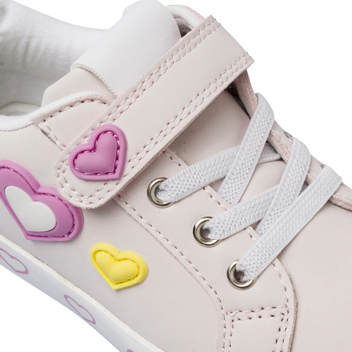 Sneakers da bambina rosa con applicazioni di cuori Dieci Baci - Image 4