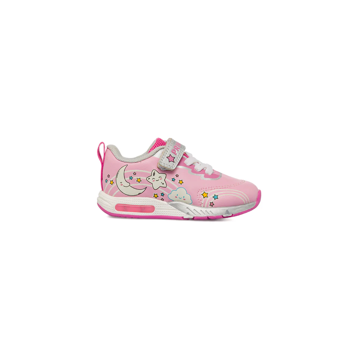 Sneakers da bambina rosa con disegni luna e stelle e Luci Primigi - Image 2