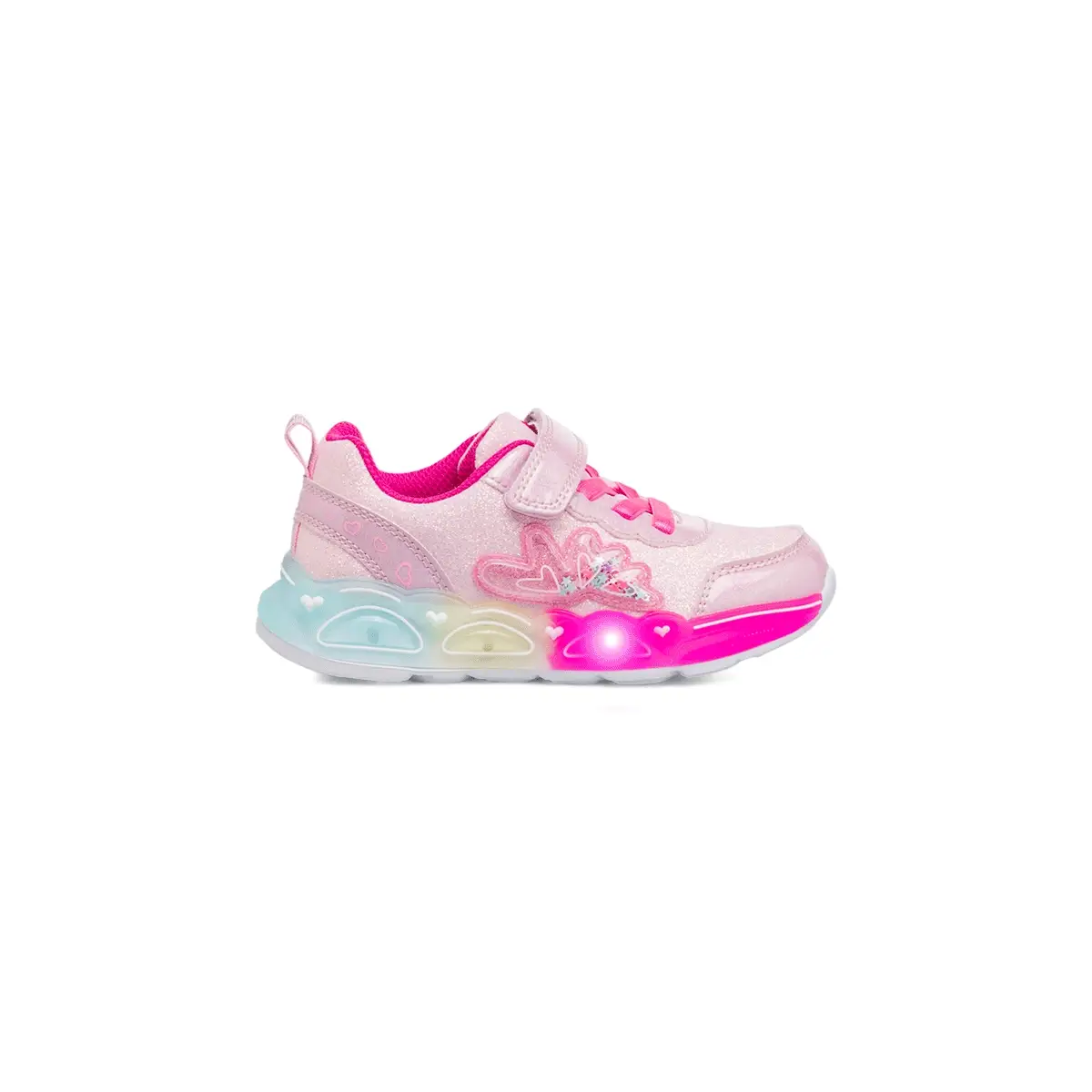 Sneakers da bambina rosa con glitter e suola con luci Dieci Baci