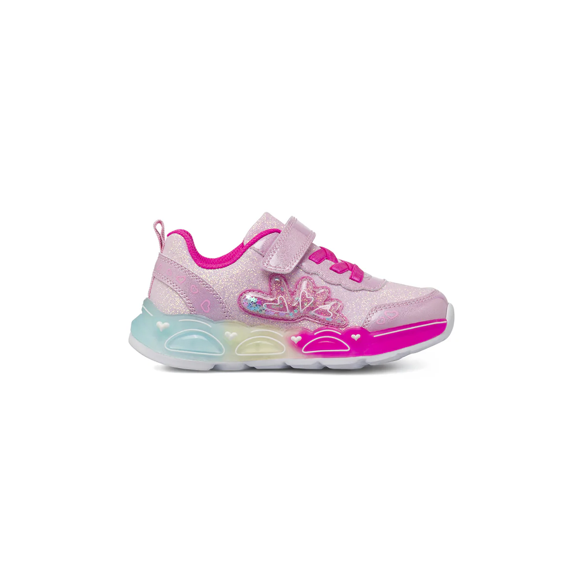 Sneakers da bambina rosa con glitter e suola con luci Dieci Baci - Image 2