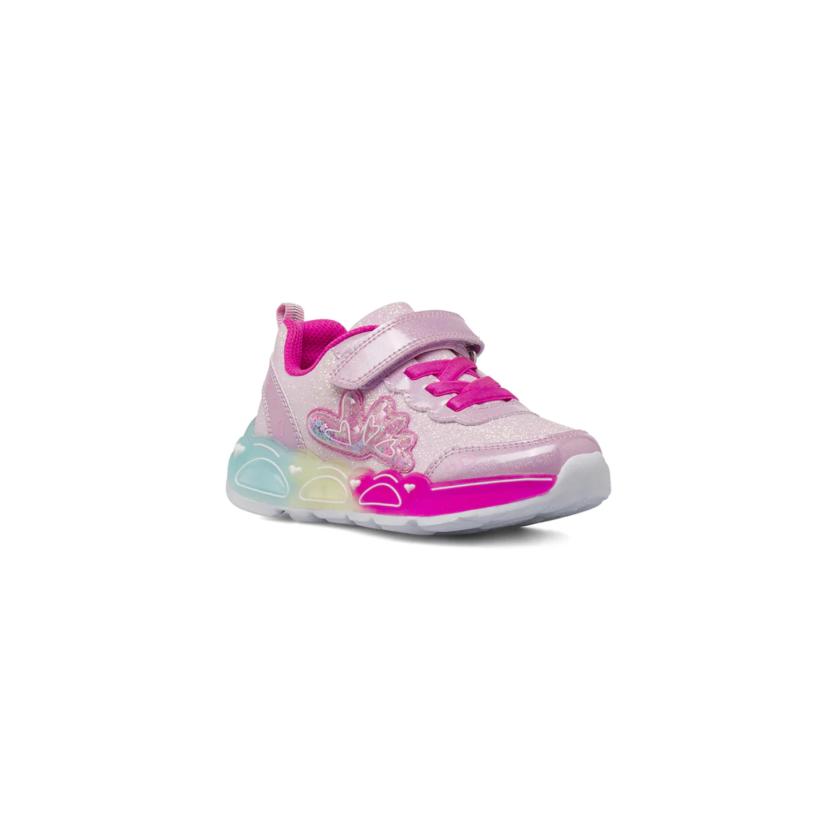 Sneakers da bambina rosa con glitter e suola con luci Dieci Baci - Image 3