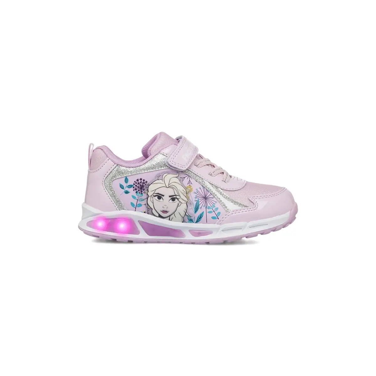 Sneakers da bambina rosa con luci nella suola e stampa Frozen