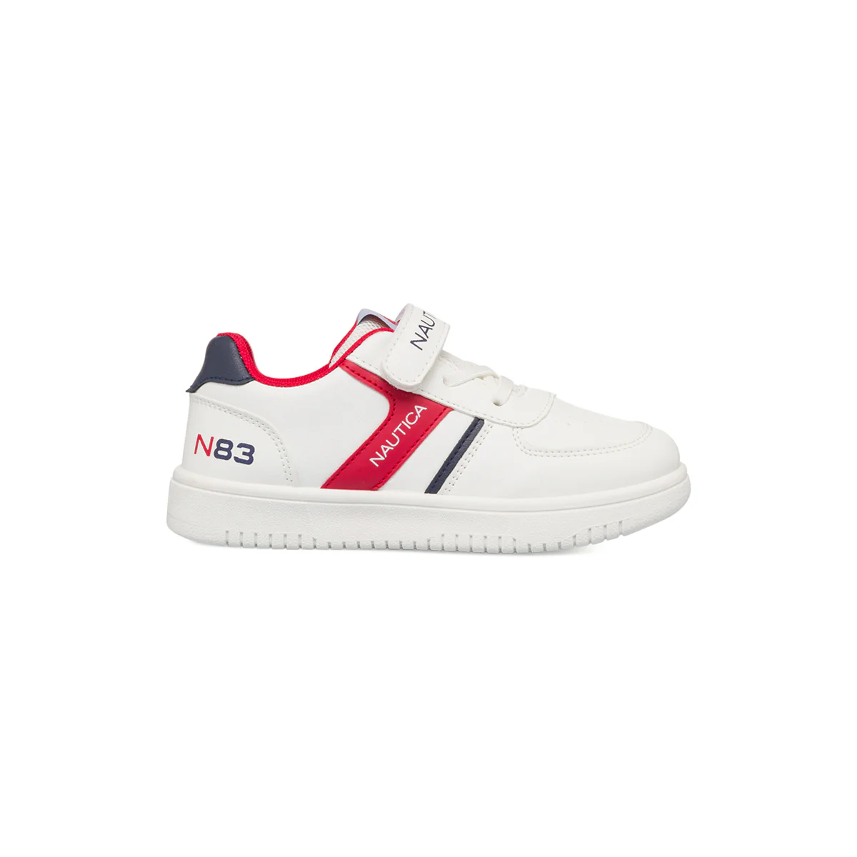 Sneakers da bambino bianche con dettagli blu e rossi Nautica
