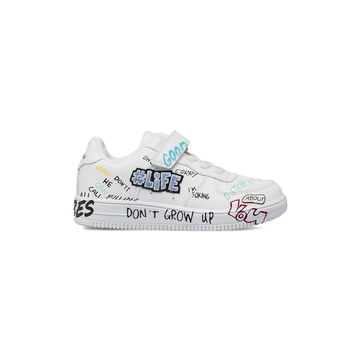 Sneakers da bambino bianche con stampe graffiti Birilli&Monelli