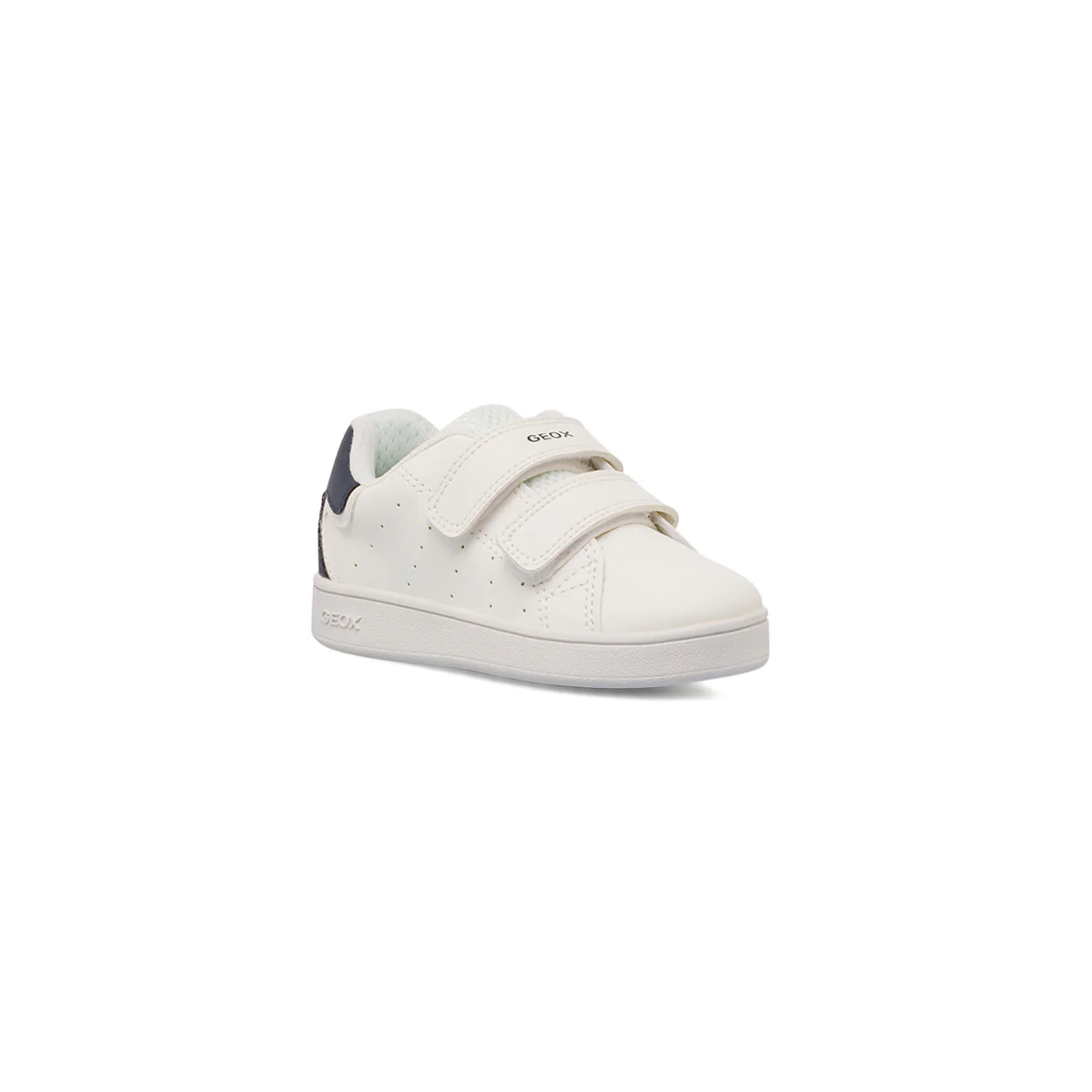 Sneakers da bambino bianche con strappi in velcro e dettagli blu Geox - Image 2