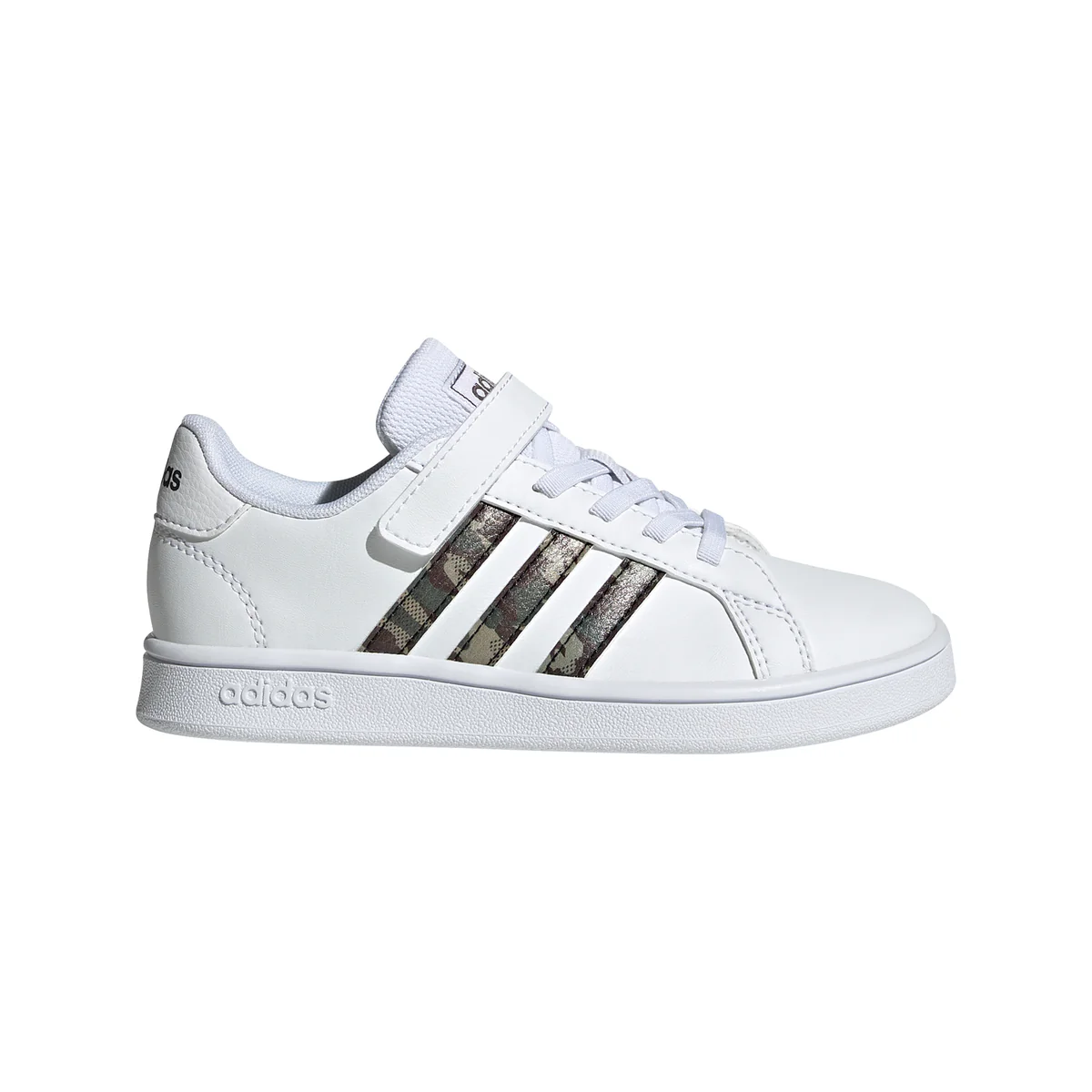 Sneakers da bambino bianche con strisce camouflage adidas Grand Court
