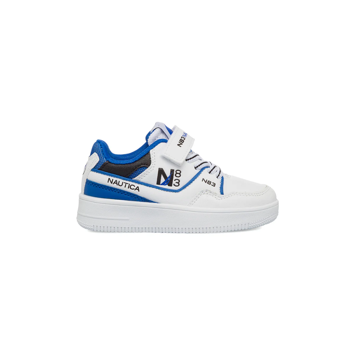 Sneakers da bambino bianche nere e blu chiusura a velcro Nautica