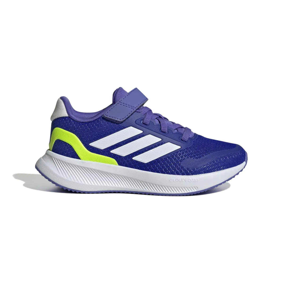 Sneakers da bambino blu con dettagli gialli e logo adidas Runfalcon 5