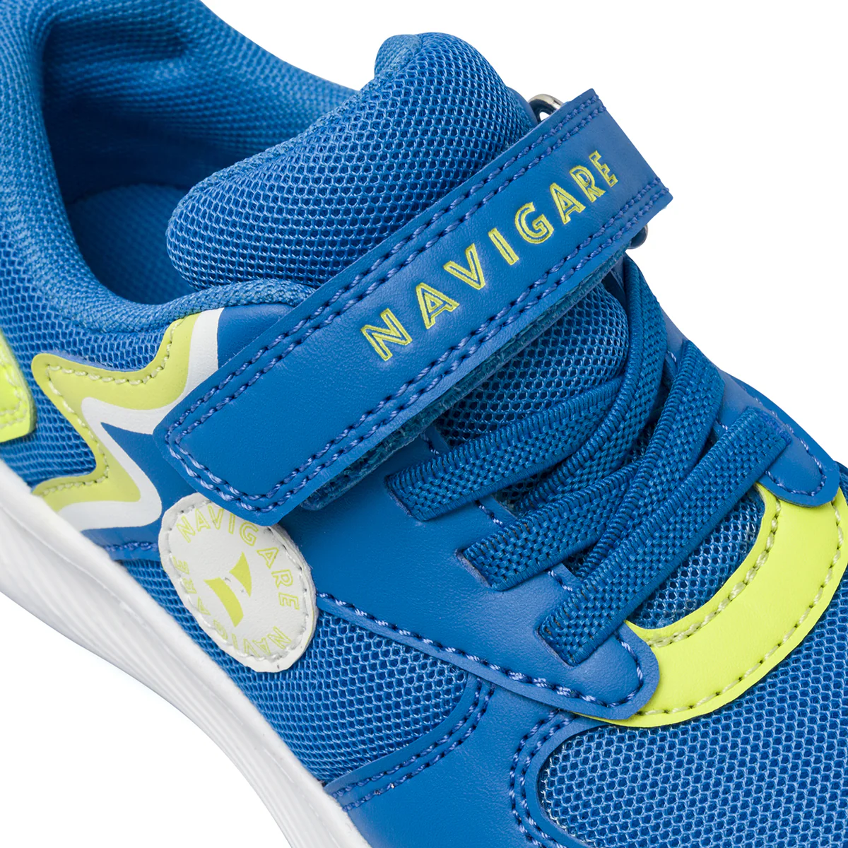 Sneakers da bambino blu con dettagli giallo fluo e strappo Navigare - Image 5