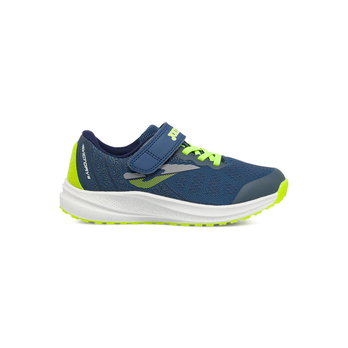 Sneakers da Bambino blu con dettagli verde lime e strappo Joma