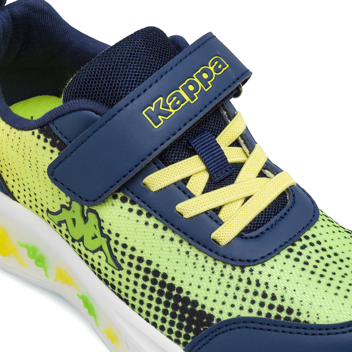 Sneakers da Bambino blu e verde lime con strappo e Luci Kappa - Image 6