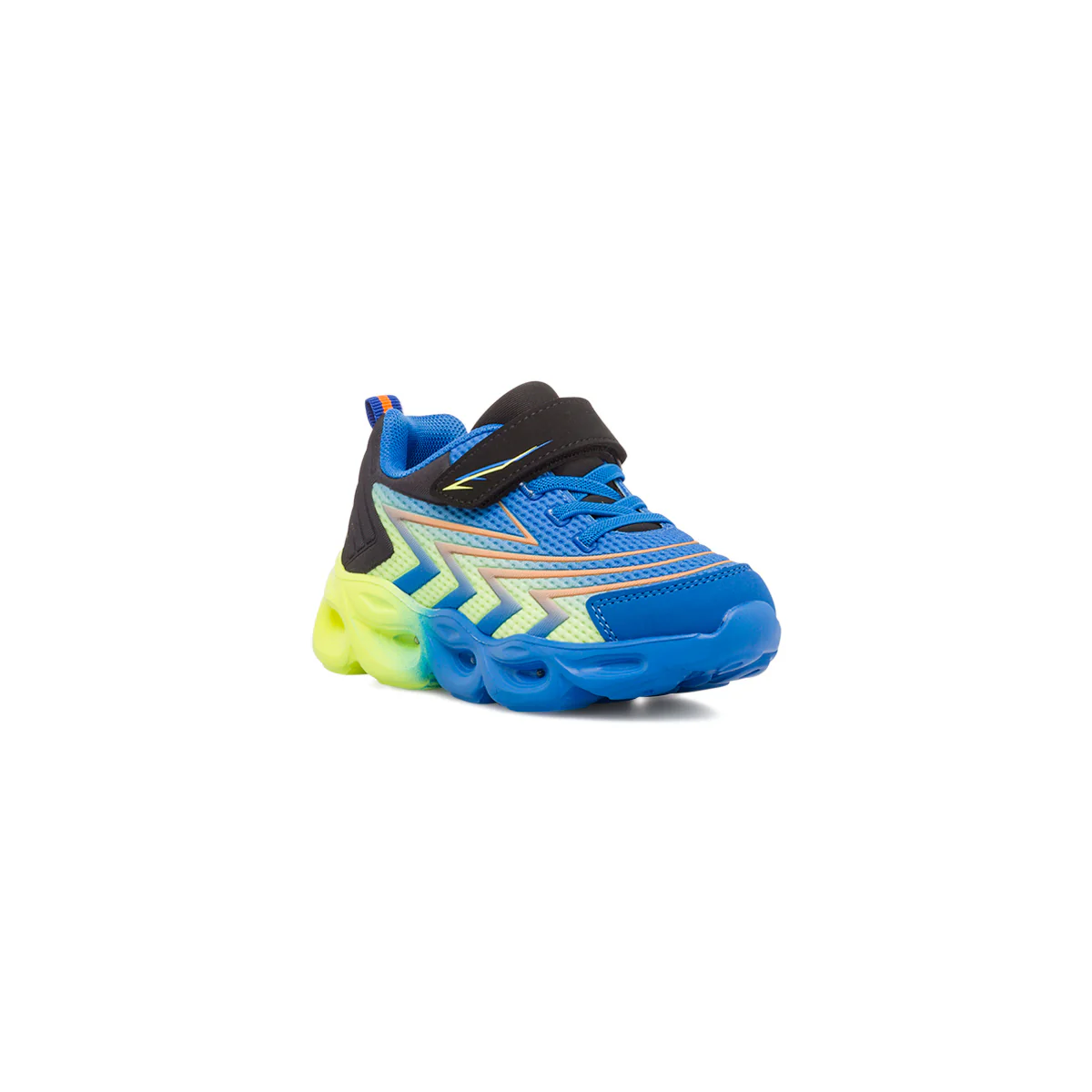 Sneakers da bambino blu giallo fluo e nere con luci nella suola Space Boy - Image 2