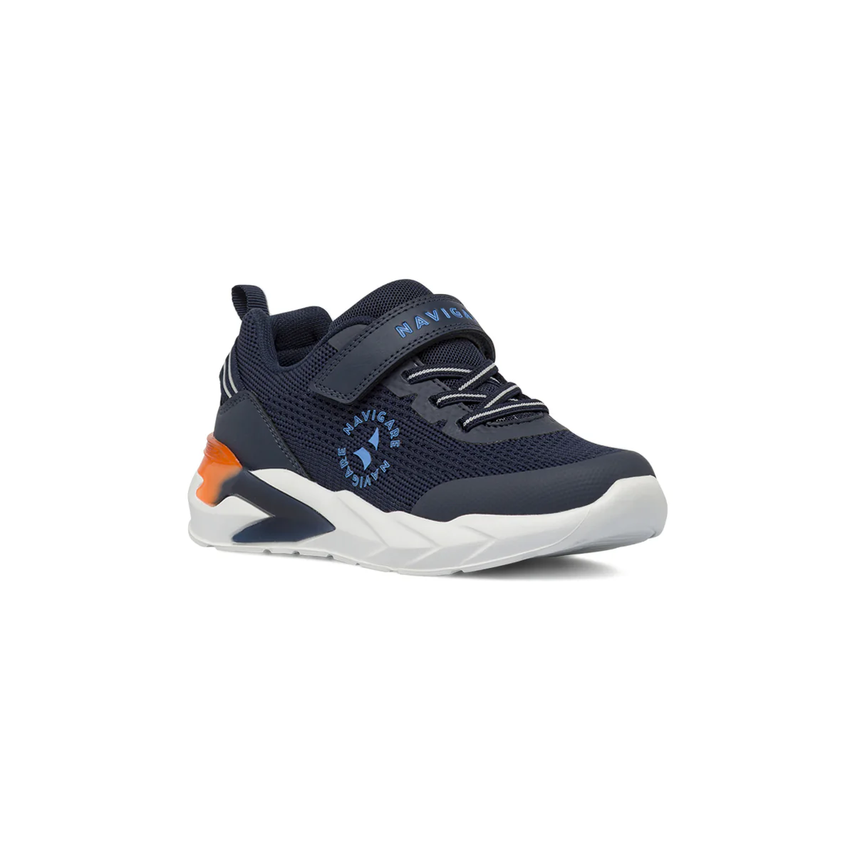 Sneakers da bambino blu in tessuto con luci nella suola Navigare - Image 2