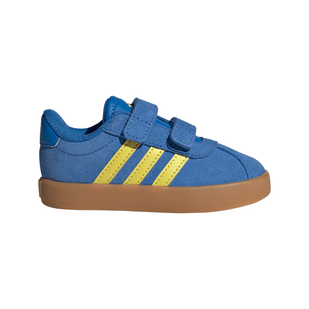 Sneakers da bambino e bambina blu con dettagli gialli adidas VL Court 3.0