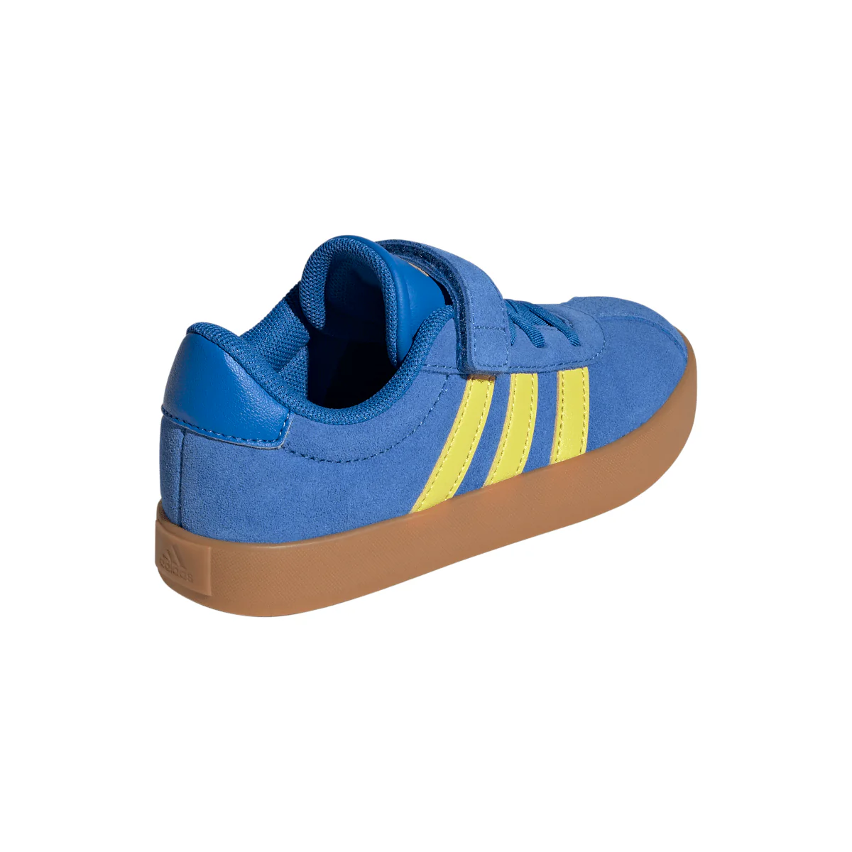 Sneakers da bambino e bambina in pelle effetto scamosciato blu e gialle adidas VL Court 2.0 - Image 3