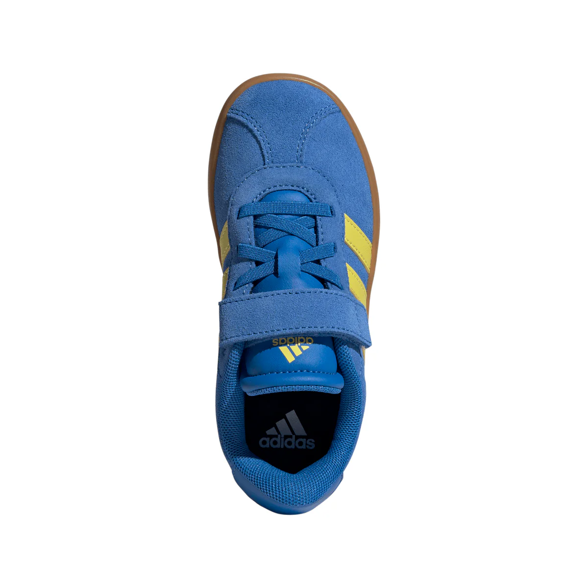 Sneakers da bambino e bambina in pelle effetto scamosciato blu e gialle adidas VL Court 2.0 - Image 4