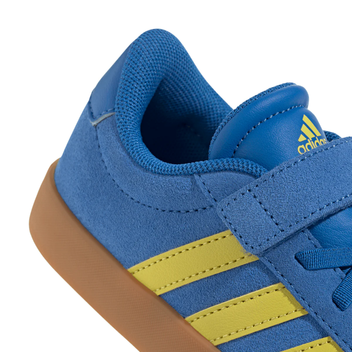 Sneakers da bambino e bambina in pelle effetto scamosciato blu e gialle adidas VL Court 2.0 - Image 7