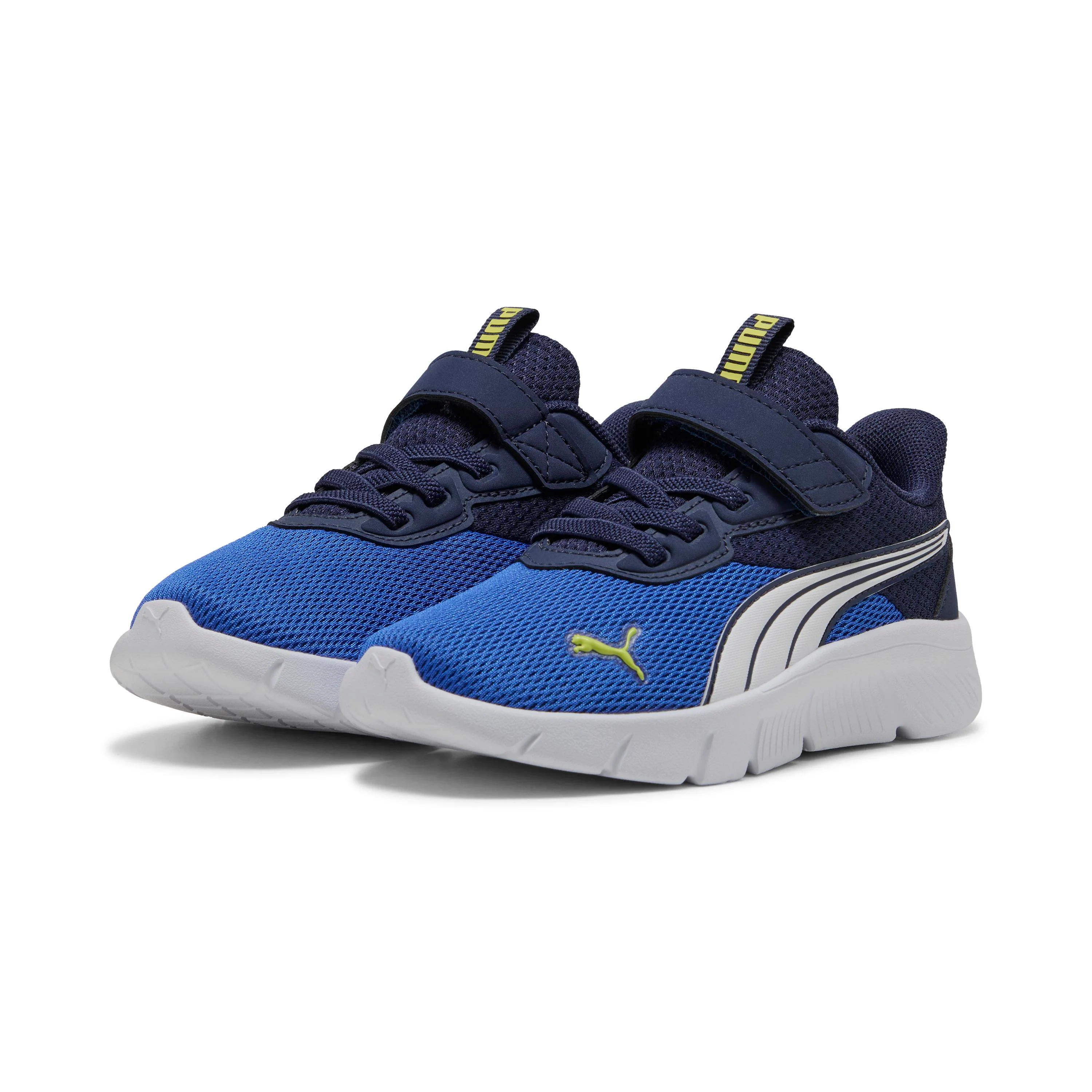 Sneakers da bambino in tessuto blu e azzurre con logo Puma FlexFocus