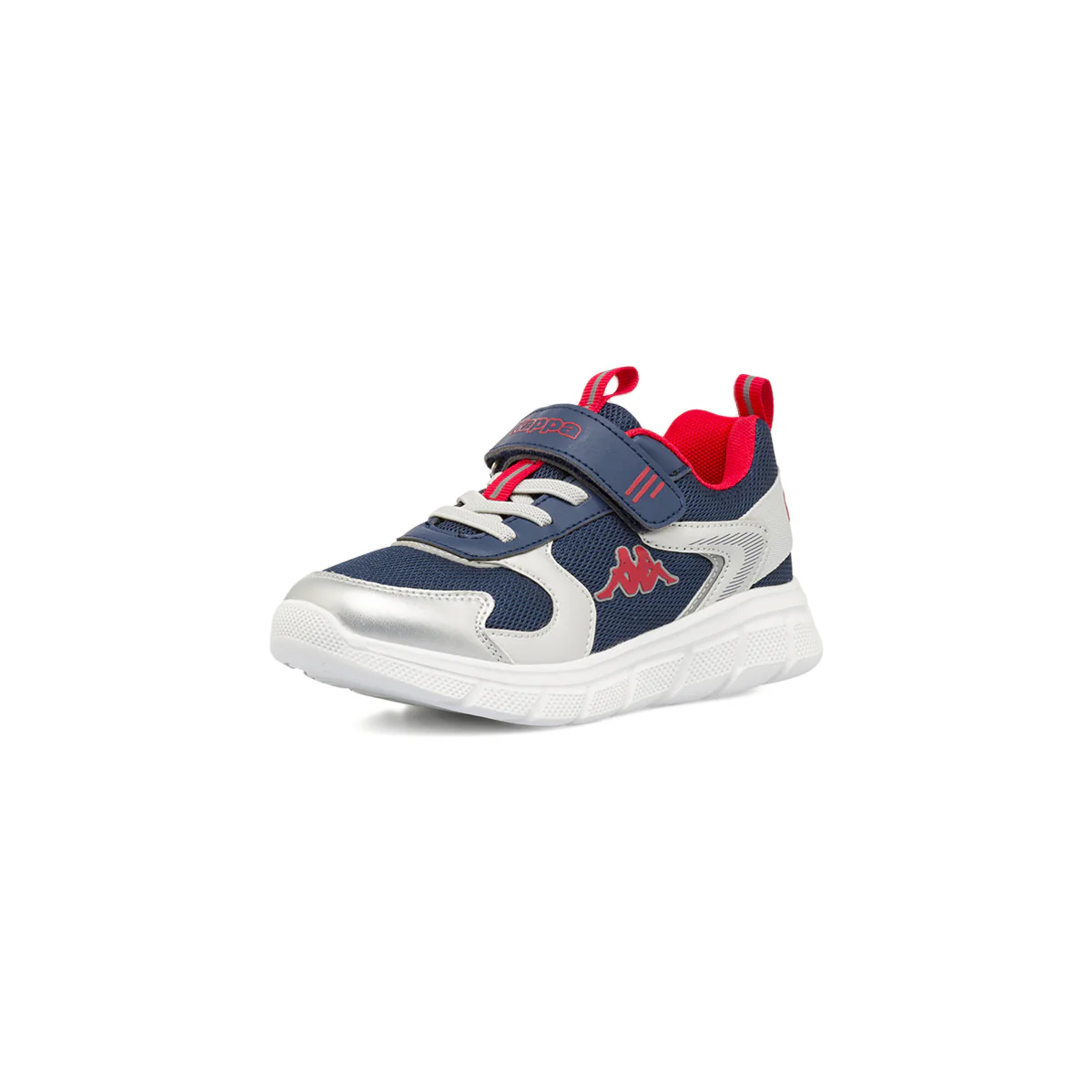 Sneakers da bambino Kappa blu e argento con strappo in velcro - Image 2
