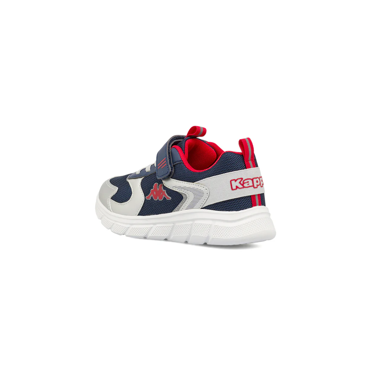 Sneakers da bambino Kappa blu e argento con strappo in velcro - Image 3