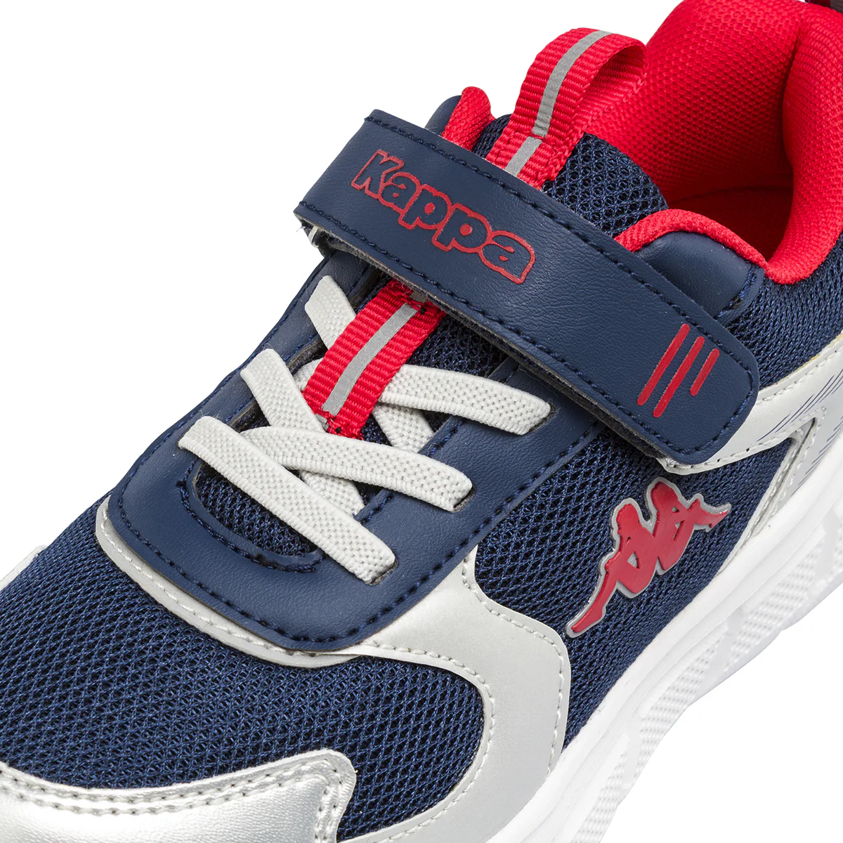 Sneakers da bambino Kappa blu e argento con strappo in velcro - Image 5