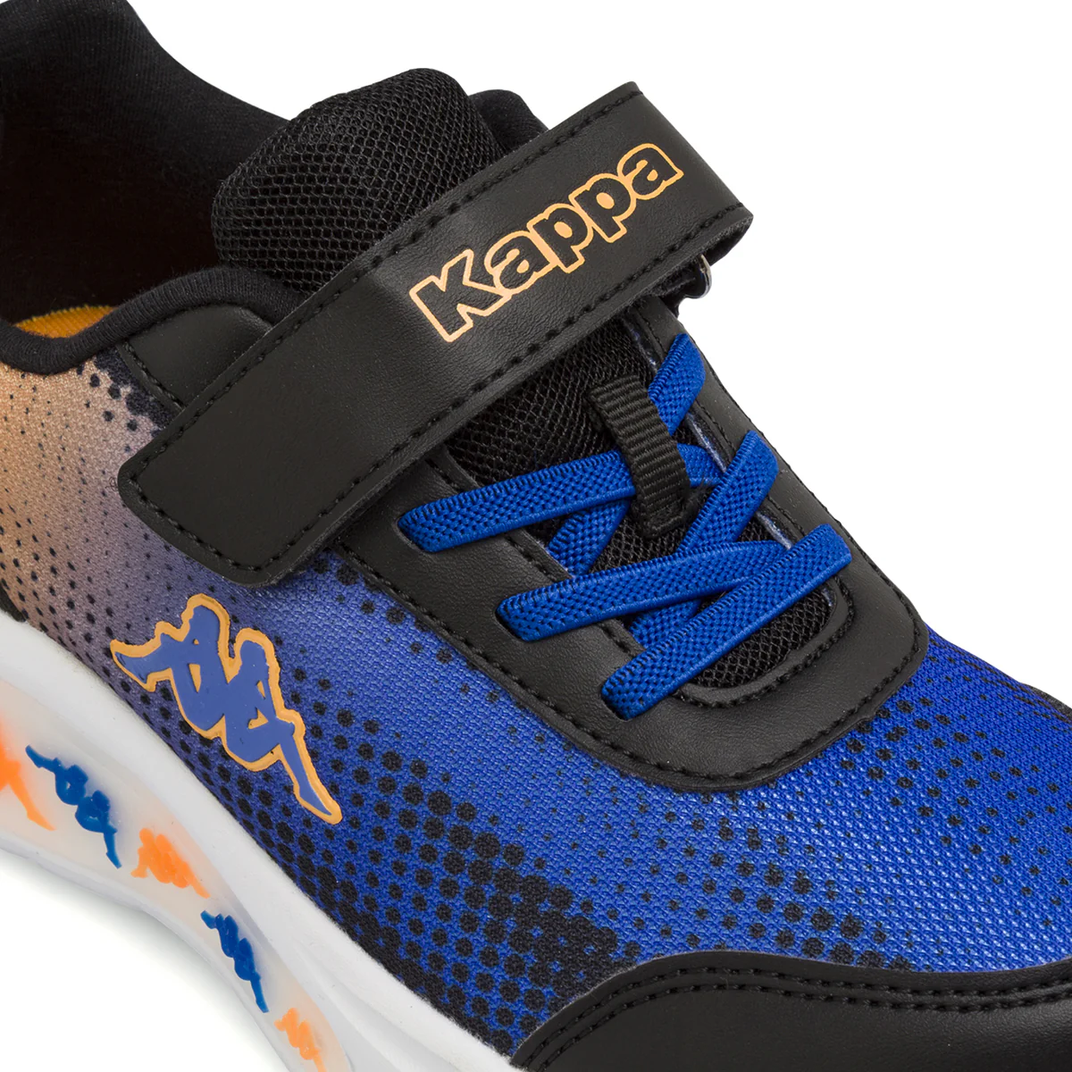 Sneakers da Bambino nere blu e arancioni con strappo con Luci Kappa - Image 6
