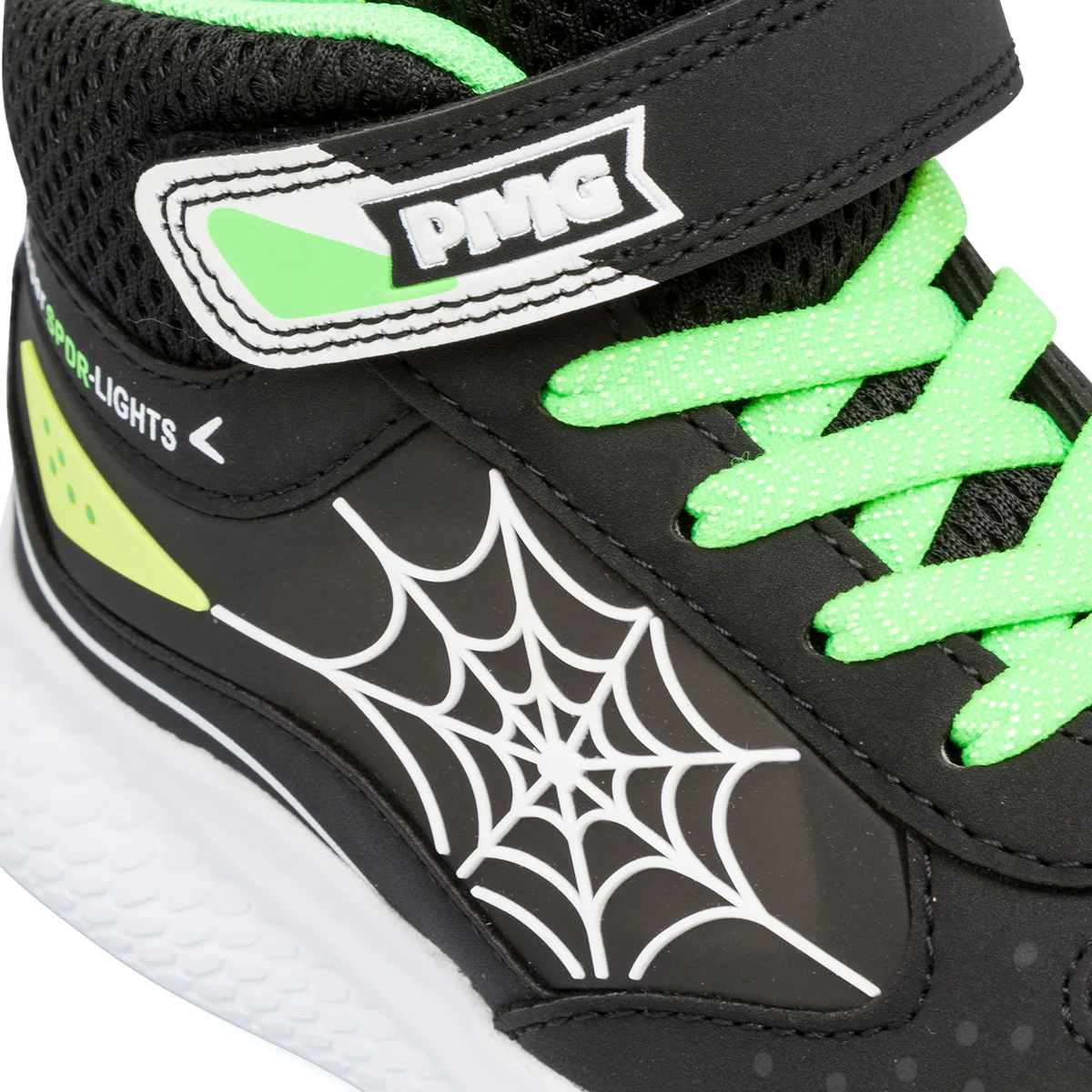 Sneakers da bambino nere con dettagli verde e giallo fluo e luci Primigi - Image 5