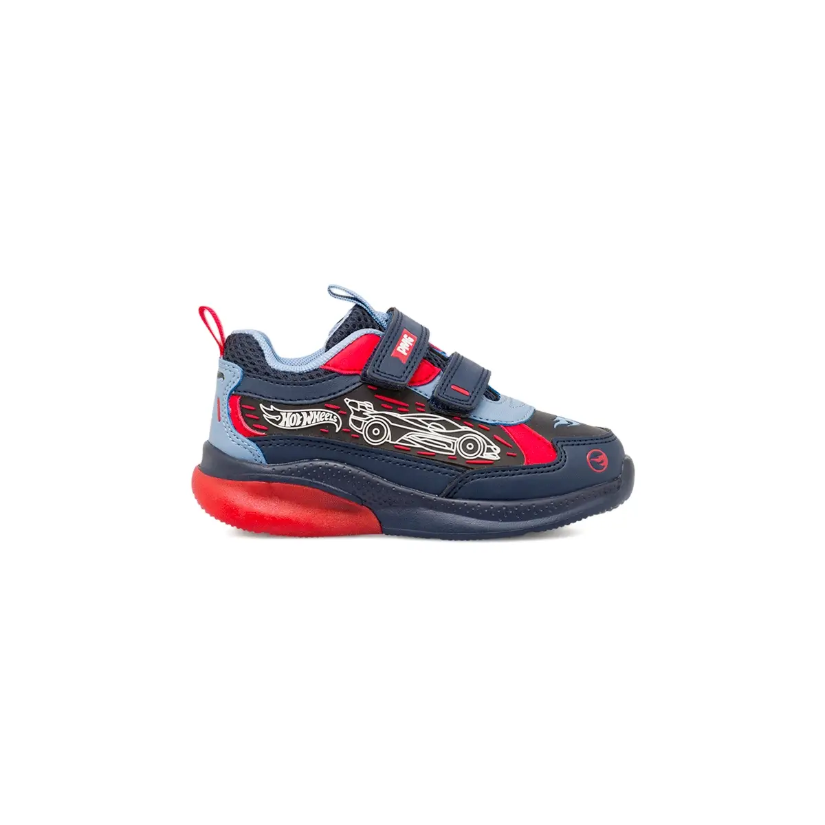 Sneakers da Bambino Primigi blu e rosso con Luci e patch auto