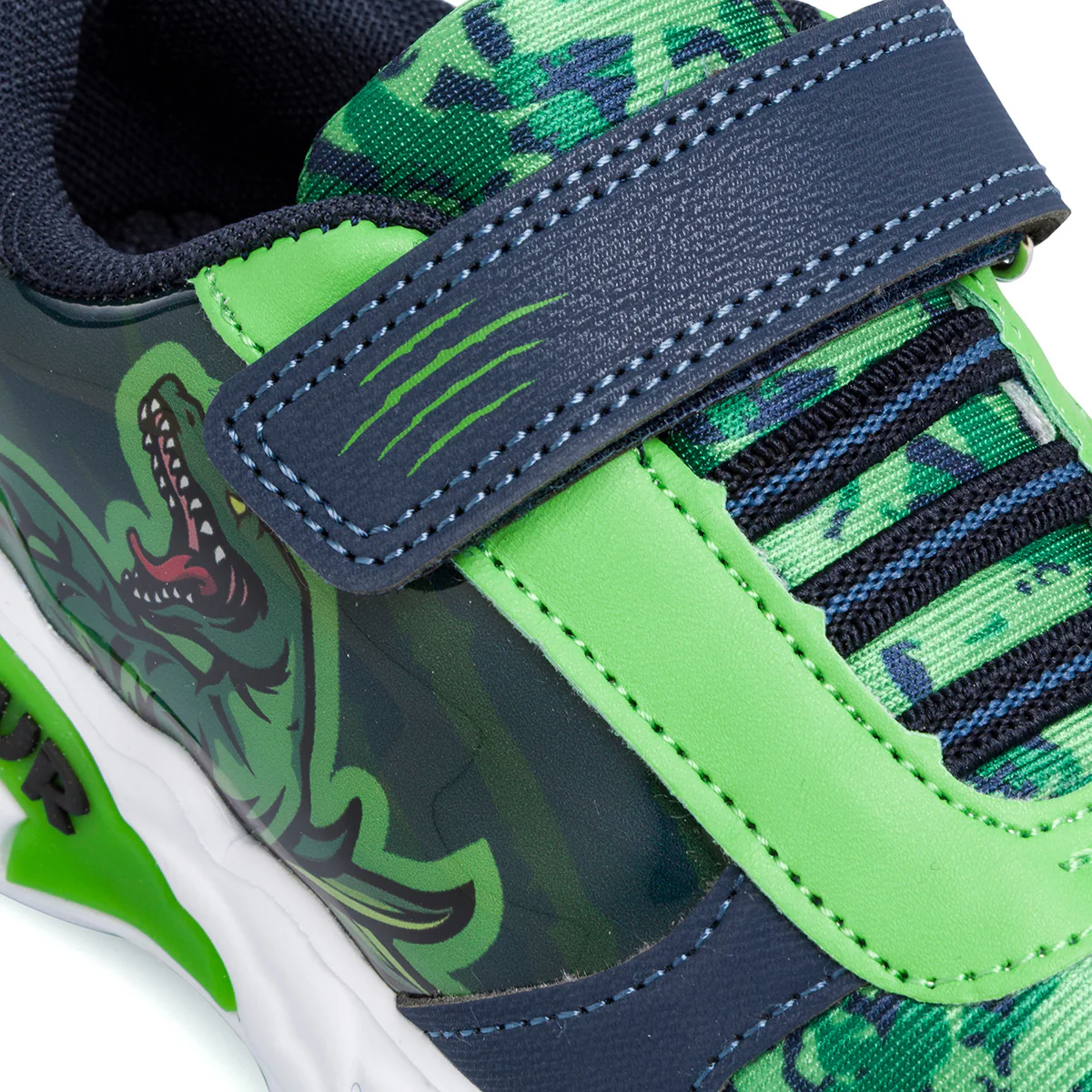 Sneakers da bambino verdi e blu con luci nella suola Dinosauri - Image 4