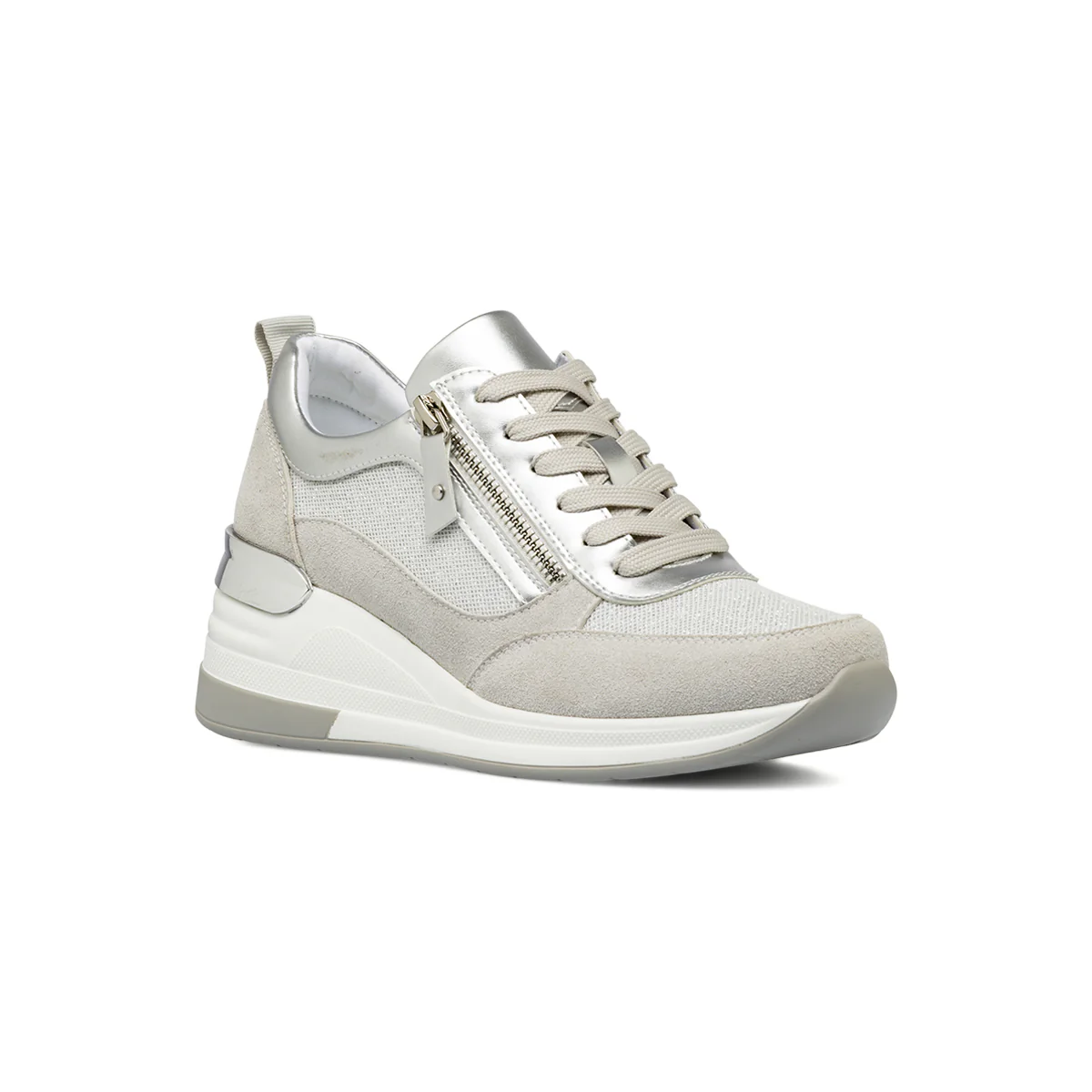 Sneakers da donna argento con zip e dettagli metallici Lora Ferres - Image 2